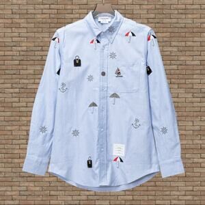 Men's Blue Long Sleeve Shirt Thom Browne